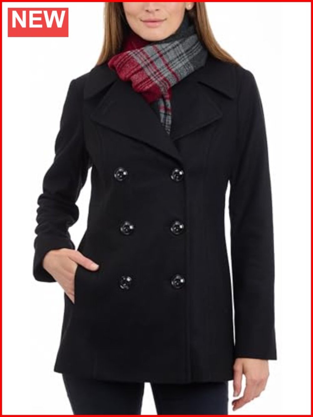 Double Breasted Peacoat with Scarf
